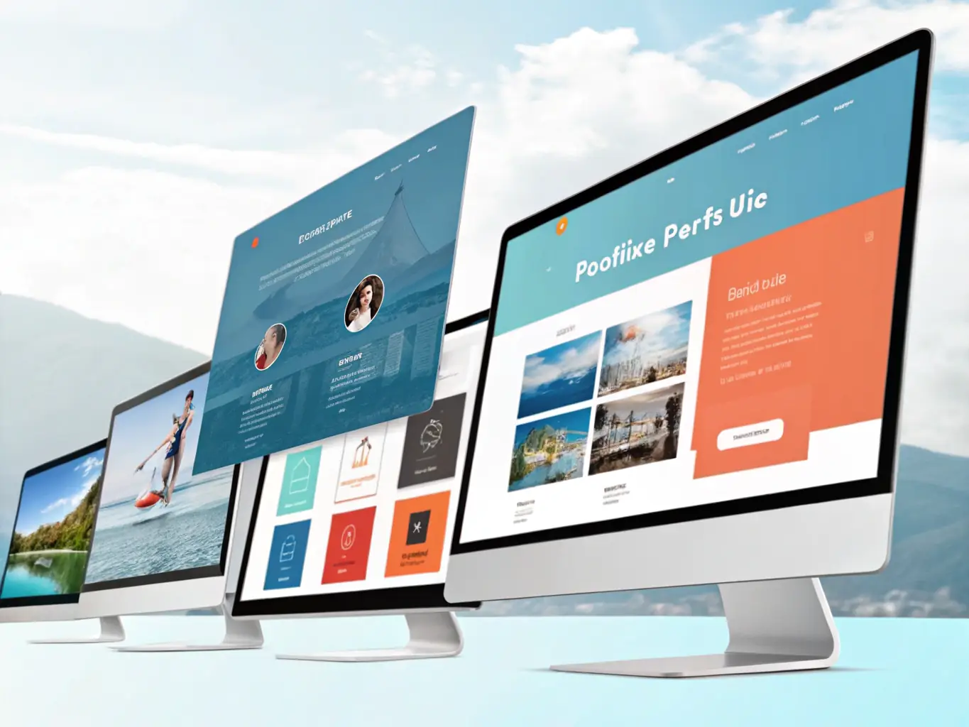 An image depicting a variety of customizable website templates available within AGNZY's AI Website Creation Platform, catering to different industries and design preferences.